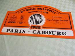 Plaque Ancienne Rallye Automobile/PARIS-CABOURG/10éme Rallye ROLLS-ROYCE Enthusiast's Club// "OFFICIEL"/ 1988     AC168 - Rallye (Rally) Plates