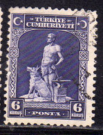 TURCHIA TURKÍA TURKEY 1930 THE LEGENDARY BLACKSMITH AND HIS GRAY WOLF 6K USED USATO OBLITERE' - Unused Stamps