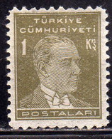 TURCHIA TURKÍA TURKEY 1931 1942 MUSTAFA KEMAL PASHA  ATATURK 1K MH - Ungebraucht