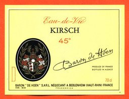 Etiquette Neuve D'eau De Vie Kirsch Baron De Hoen Négociant à Beblenheim - 70 Cl - Fruits Et Légumes