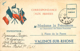 060422 - CARTE FM Repiqué - Correspondance Aux Armées - VALENCE SUR RHONE Association Dames Françaises - SP 5461 - Militärische Franchisemarken