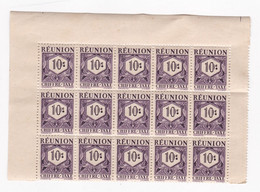 Réunion 1947 Timbre Taxe , 1 Bloc 10 Centimes Neufs – 15 Timbres - Timbres-taxe
