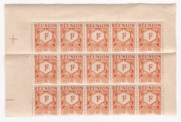 Réunion 1947 Timbre Taxe , 1 Bloc 1 Franc Neufs – 15 Timbres - Segnatasse