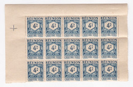 Réunion 1947 Timbre Taxe , 1 Bloc 4 Francs Neufs – 15 Timbres - Segnatasse