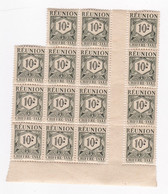 Réunion 1947 Timbre Taxe , 1 Bloc 10 Francs Neufs – 15 Timbres - Strafport