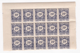 Réunion 1947 Timbre Taxe , 1 Bloc 20 Francs Neufs – 15 Timbres - Timbres-taxe