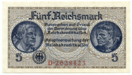 5 REICHSMARK OCCUPAZIONE TEDESCA ITALIA REICHSKREDITKASSEN 1943 FDS - Occupation Alliés Seconde Guerre Mondiale