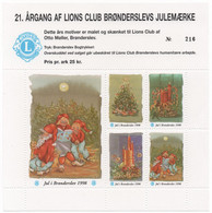 Denmark, 1998, Julemaerker Lions Club Bronderslev, Mint Sheet. - Feuilles Complètes Et Multiples