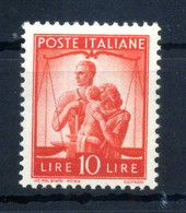 1945-48 ITALIA REPUBBLICA SERIE DEMOCRATICA 10 Lire ARANCIO MNH ** - 1946-60: Mint/hinged