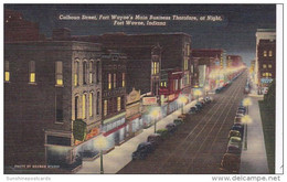 Indiana Fort Wayne Calhoun Street Business Section By Night 1956 Curteich - Fort Wayne