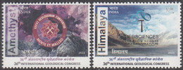 INDIA 2022 Inde Indien 36th International Geological Congress Himalaya, Amethyst, Biosciences, Set 2v Complete - Unused Stamps