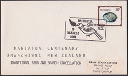 NEW ZEALAND 1981 Pahitua Centenary/ Traditional Bird And Branch Cancellation EVENT COVER Addressed @D7187 - Lettres & Documents