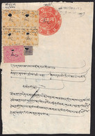 India KISHANGARH STATE 2a Stamp Paper With 1a, 2a & 4a Court Fee & Revenue Stamps (**) Inde Indien RARE - Kishengarh