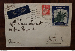 France 1936 Cirenaica Napoli 1934 Italie Colonie Poste Coloniali Italiane Cover Air Enveloppe Flamme Très Rare Mixte !!! - Cirenaica