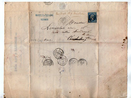 TB 3297 - 1868 - LAC - Lettre Après Le Départ De Mr MARCILLE & Fils à RENNES Pour Mr LENICOLAS à SOURDEVAL - LA - BARRE - 1849-1876: Classic Period