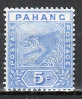 Malaysian State Pahang 1891 Victorian Tiger Five Cent Definitive Stamp.   This Stamp Is In Mounted Mint Condition. - Pahang