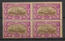 SPM - 1932-33 - N°Yv. 139 - Chalutier 5c - Bloc De 4 - Neuf Luxe ** / MNH / Postfrisch - Unused Stamps