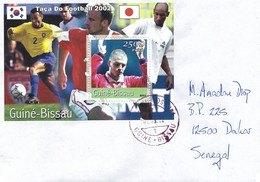 Guinea Bissau 2002 David Beckham England Dennis Bergkamp Netherlands Cafu Brazil World Cup Football MS Cover - 2002 – Corea Del Sud / Giappone