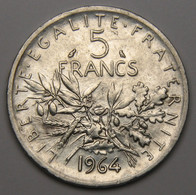 5 Francs Semeuse, 1964, Argent - V° République - 5 Francs