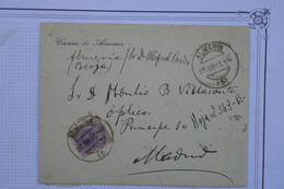 A94 ESPAGNE  BELLE LETTRE   CASINO  ALMERIA 1911 POUR MADRID  +A VOIR +AFFRANCH. INTERESSANT - Covers & Documents