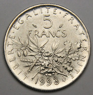 RARE En FDC+ ! 5 Francs Semeuse, 1993, Frappe Monnaie, Nickel - V° République - 5 Francs