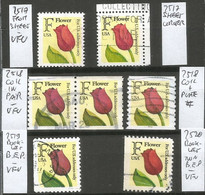 USA 1991 Tulip "F" Rate SC.#2517/20 Cpl 4+2v Set : Sheet + Corner, Coil + Table #, Booklet Perf Block+ Line - Mainly VFU - Rollenmarken (Plattennummern)