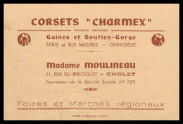 Buvard 12 X 8 Cm - Corsets " CHARMEX " - Gaines Et Soutien Gorge - Madame Moulineau - 11, Rue Du Breloquet à CHOLET - Textilos & Vestidos