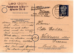 58052 - DDR - 1950 - 12Pfg. Pieck GAKte BERLIN - DAS GANZE DEUTSCHLAND SOLL ES SEIN ... -> Waldersee - Lettres & Documents