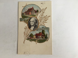 USA Revolutionary War Of Independence President George Washington Sulgrave Manor Home 1907 Litho Portrait - Presidenti