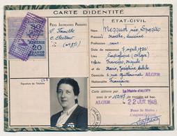 ALGERIE - FISCAUX 20F Et 30F Type Daussy Impôt Du Timbre, Sur Carte D'identité - Alger 1948 - Altri & Non Classificati