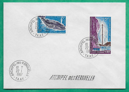 YT N°22 BALEINE + N°13 POSTE AERIENNE PYLONE TERRE ADELIE TAAF ARCHIPEL DES KERGUELEN 1967 LETTRE COVER FRANCE - Used Stamps