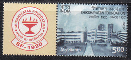 India 2020 Shikshayatan Foundation, Education, Science, Arts, Literature MNH+ Tab (**)  Inde Indien - Unused Stamps