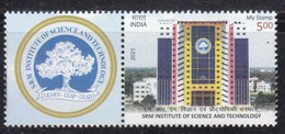 India 2021 SRM Institute Of Science & Technology, Tree, Education, Science, Arts, Literature MNH+ Tab (**)  Inde Indien - Unused Stamps