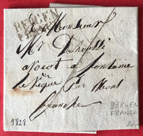 Belgique, Griffe BERGEN FRANCO Sur Lettre 1828 - (A799) - 1794-1814 (French Period)