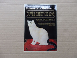 Etiquette Côtes De Provence "Domaine De La Mayonnette Cuvée Prestige 1996" Un Beau Chat Blanc - Cats