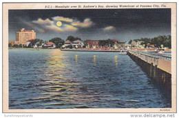 Florida Panama City Moonlight Over St Andrew's Bay 1953 Curteich - Panama City