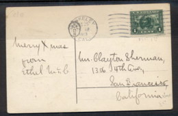 USA 1913 Panama Pacific 1c On Xmas PPC - Other & Unclassified