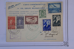 AU1 CONGO BELGE  BELLE CARTE 1937  PAR AVION  POUR  BRUXELLES  +IER VOL  + AFFRANC. PLAISANT - Brieven En Documenten