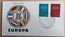 Belgique - FDC 1959 - YT N°1111, 1112 - EUROPA / Salon Philatélique De L'Europe - Liège - 1951-1960