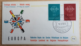 Belgique - FDC 1959 - YT N°1111, 1112 - EUROPA / Salon Philatélique Européen - Bruxelles - 1951-1960