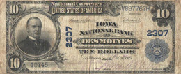 USA:Iowa National Bank Of Des Moines 10 Dollars, Series Of 1902, 1915 - Iowa