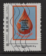 Timbre Personnalise Oblitere - Lettre Prioritaire 20g - Le Sang C Est La Vie - Used Stamps