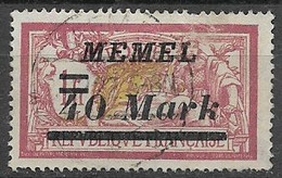 MEMEL  OCCUPAZIONE TEDESCA  1922 MEMEL AMMINISTRAZIONE FRANCESE SOPRASTAMPATI UNIF. 92  USATO VF - Autres & Non Classés