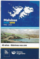 #75102 ARGENTINE,ARGENTINA 2022 MALVINAS (FALKLAND) WAR 40°REMEMBERING MAP POST OFFICIAL BROCHURE - Neufs