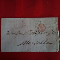 LETTRE ESPAGNE ST JEAN DE LUZ CACHET ROUGE POUR MARSEILLE CACHET SAN ROQUE 1864 - Lettres & Documents