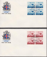 1961. ISLAND. Government Building Set In 4-blocks On FDC HAFNARFJÖRDUR 11. IV. 1961. Unus... (Michel 347-348) - JF518943 - Covers & Documents