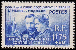 1938. SAINT-PIERRE-MIQUELON. P & M. CURIE DECOUVRENT LE RADIUM. UNION INTERNATIONALE CONTRE L... (Michel 169) - JF519078 - Cartas & Documentos