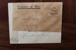 1915 Isle Of Man Hampton Cover Ww1 Wk1 British Army Pow KG Prisoner Of War - Lettres & Documents