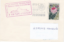 Enveloppe Ayant Voyagée Voir Tampon VISITE  De La LA FLOTTE FRANCAISE à FLENSBURG-MÜRWICK - Barcos