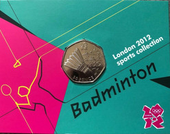 GRAN BRETAÑA  50 Pence  50p 2011 2012 Olympic Series BU On Royal Mint Cards (B1)  BADMINTON - 50 Pence